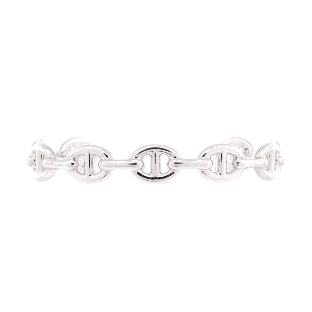 Hermes Medium Chaine d'Ancre Enchainee Cuff Bracelet Sterling Silver